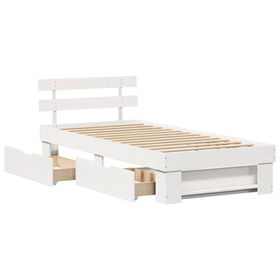 Cadre de lit avec tête de lit Blanc 90 x 190 cm Pin massif - 6