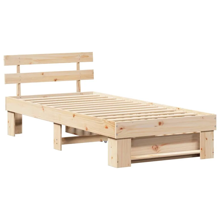 Cadre de lit avec tête de lit Naturel 90 x 200 cm Pin massif - 7