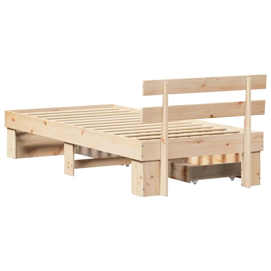 Cadre de lit avec tête de lit Naturel 90 x 200 cm Pin massif - 8