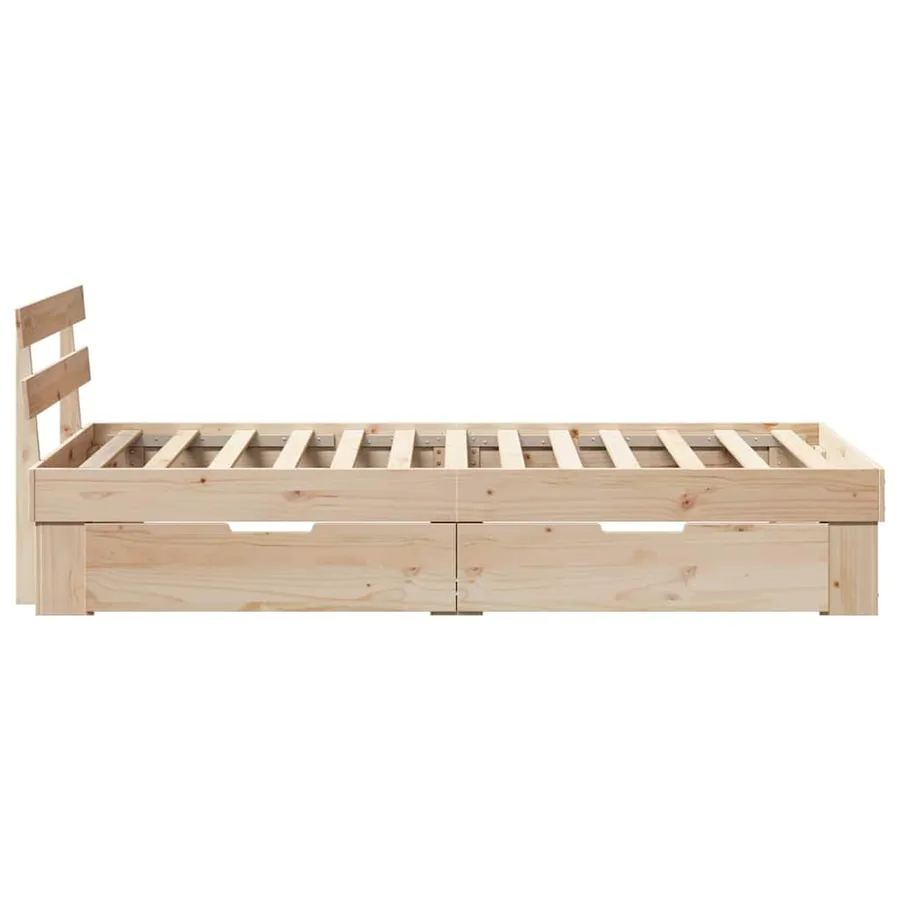 Cadre de lit avec tête de lit Naturel 90 x 200 cm Pin massif - 9