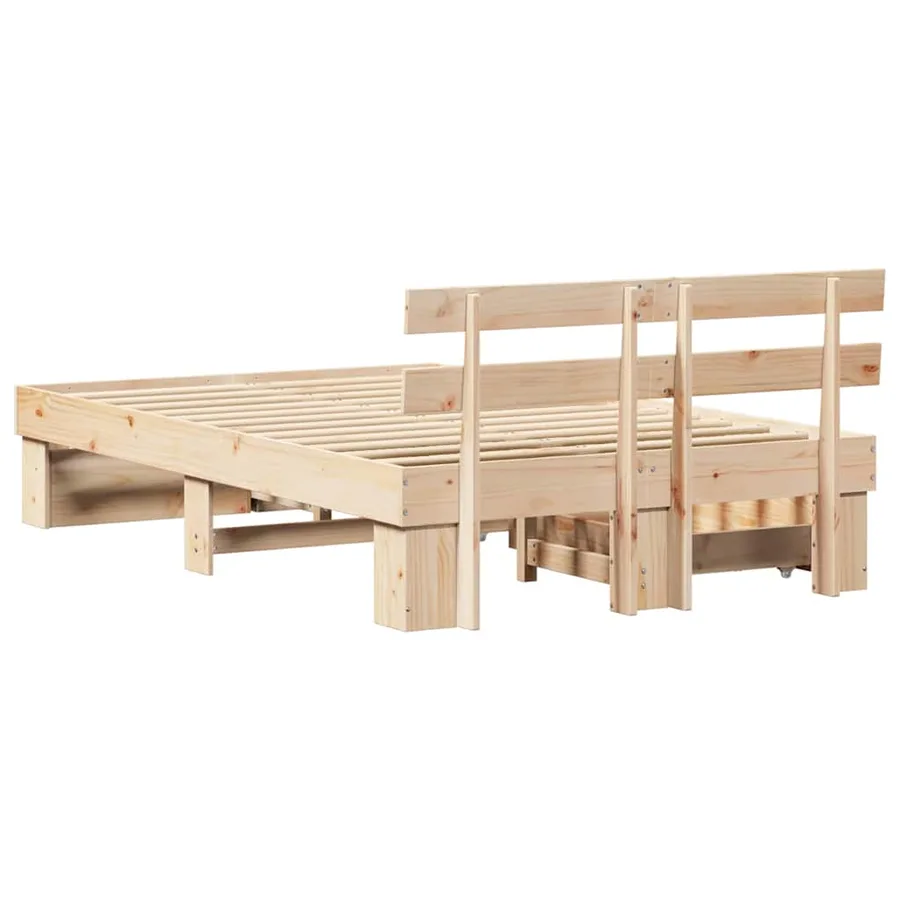 Cadre de lit avec tête de lit Marron 120 x 190 cm Pin massif - 10
