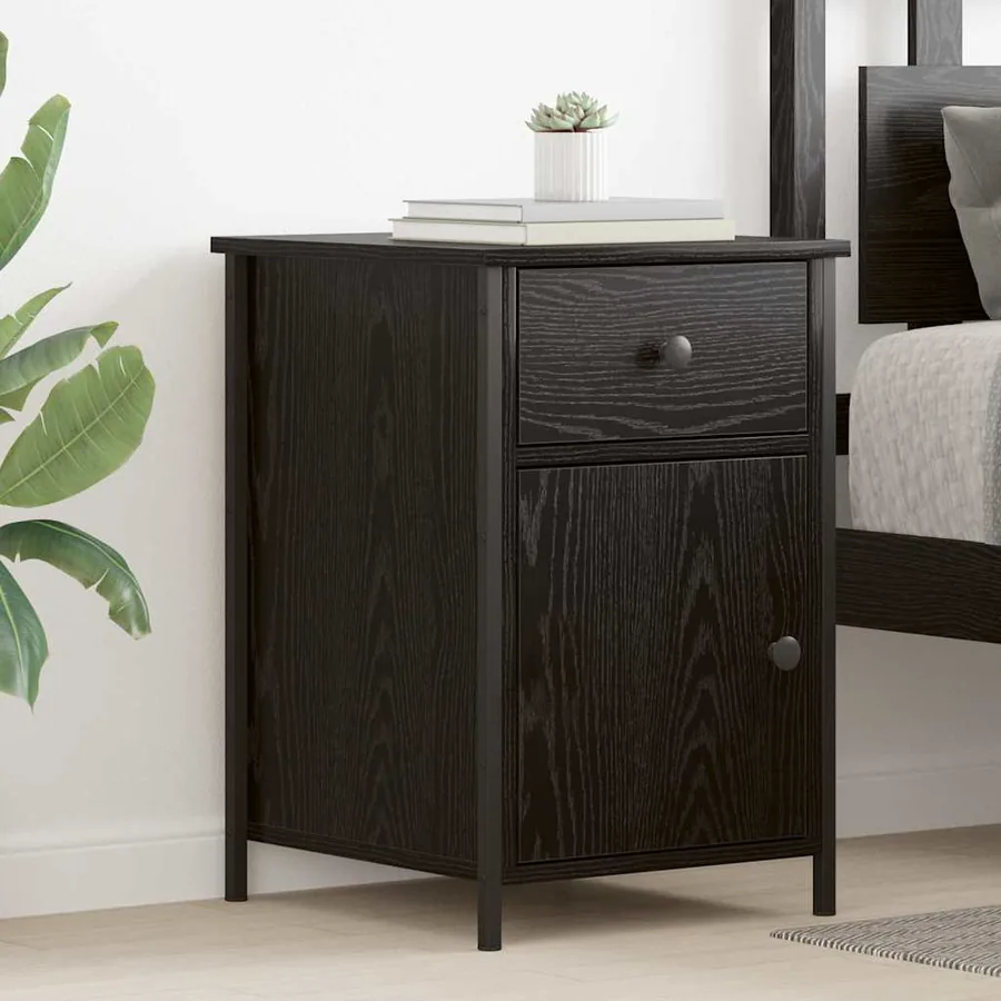 Cabinet de chevet avec tiroir 2 pcs Chêne noir 40 x 42 x 60 cm