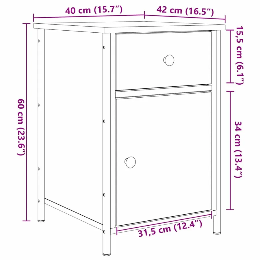 Cabinet de chevet avec tiroir 2 pcs Chêne noir 40 x 42 x 60 cm - 14