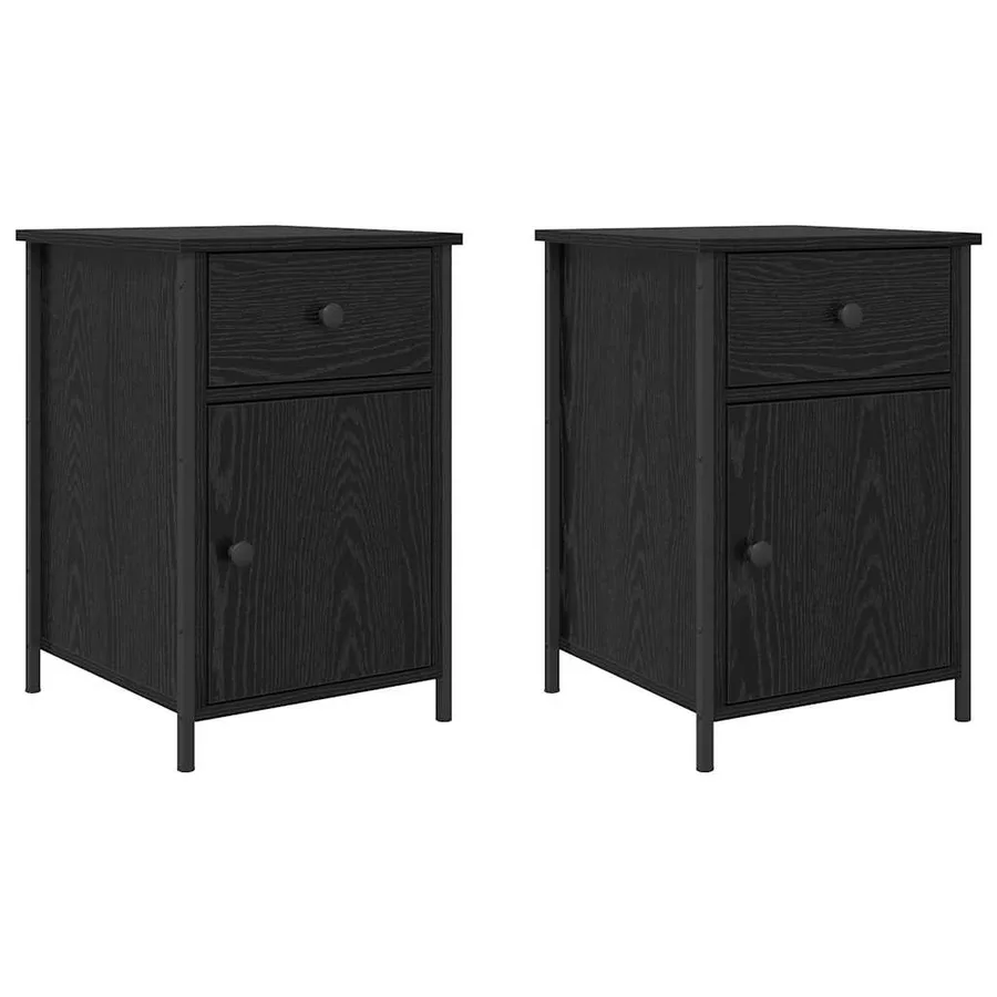Cabinet de chevet avec tiroir 2 pcs Chêne noir 40 x 42 x 60 cm - 2
