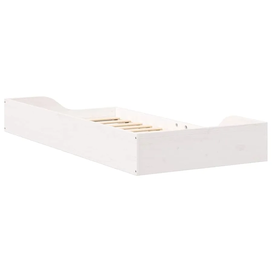 Cadre de lit Blanc 75 x 190 cm Pin massif - 7