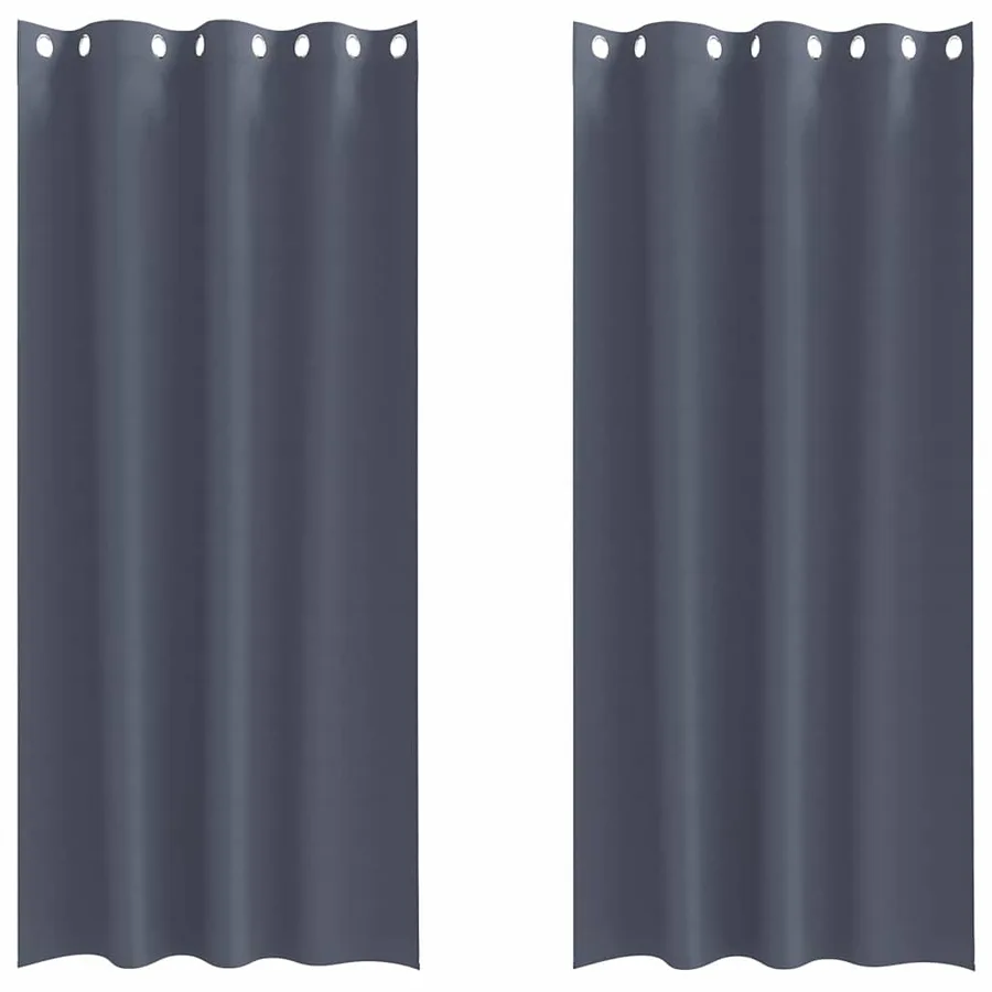 Rideaux occultants avec anneaux 2 pcs Anthracite 225 x 140 cm - 2