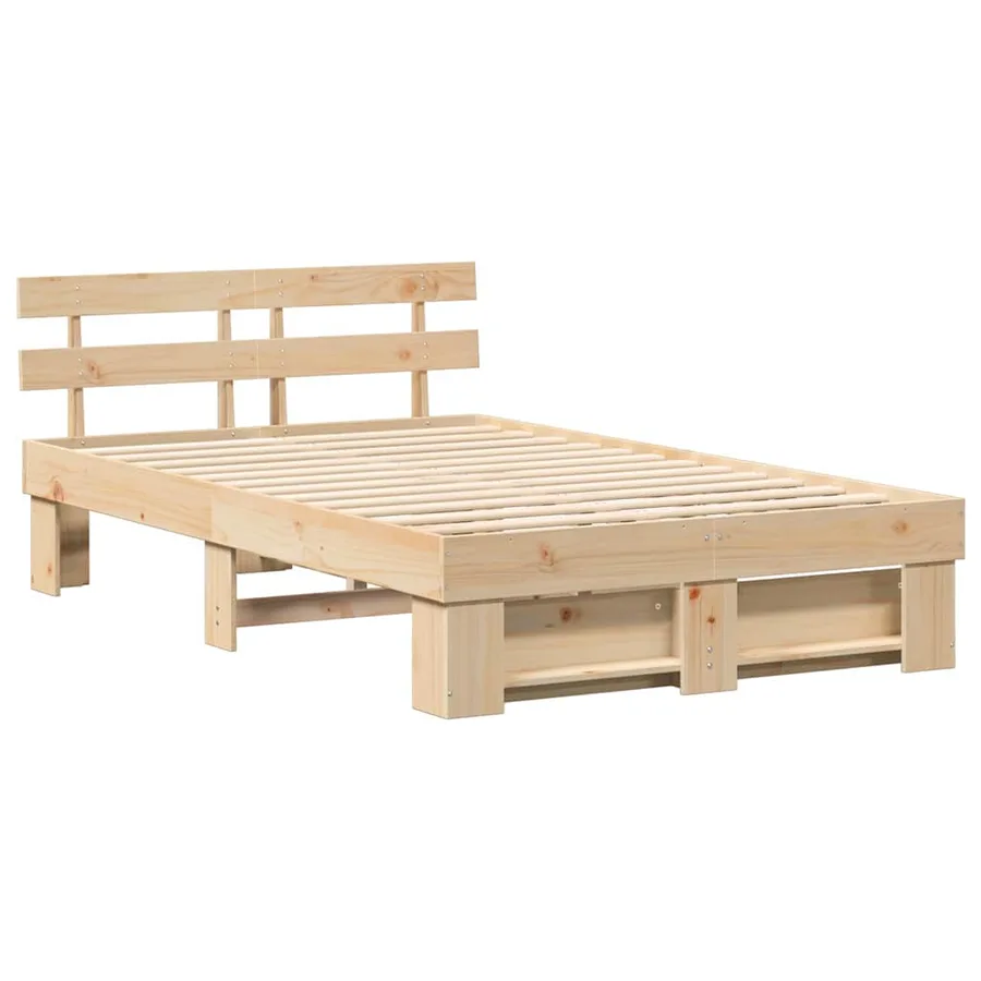 Cadre de lit avec tête de lit Marron 135 x 190 cm Pin massif - 4