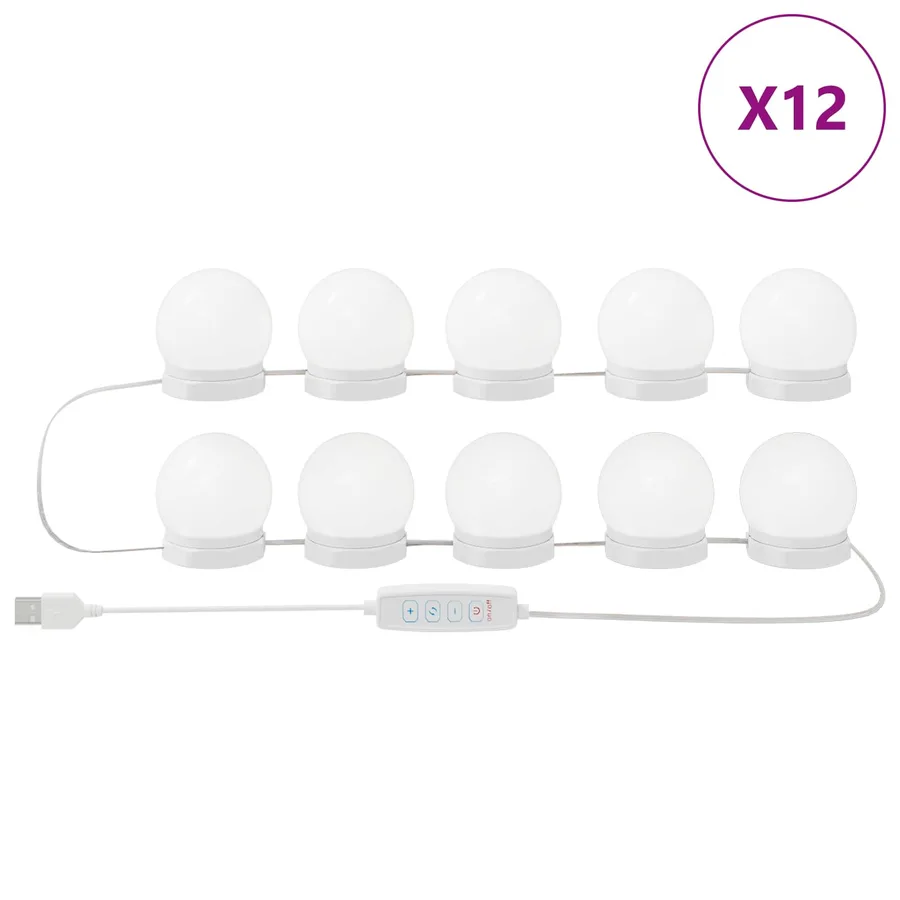 Lampes miroir 12 pcs Blanc 4.5 x 4.5 x 4.8 cm Plastique - 2