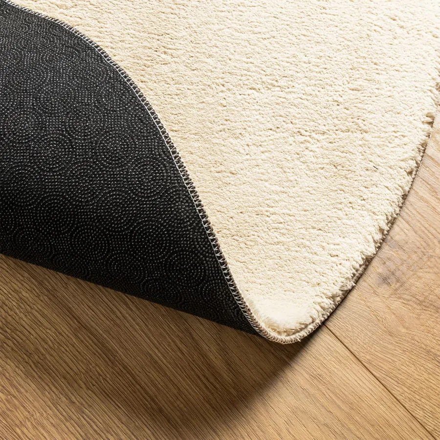Tapis HUARTE à poils courts doux et lavable crème Ø 100 cm - 5