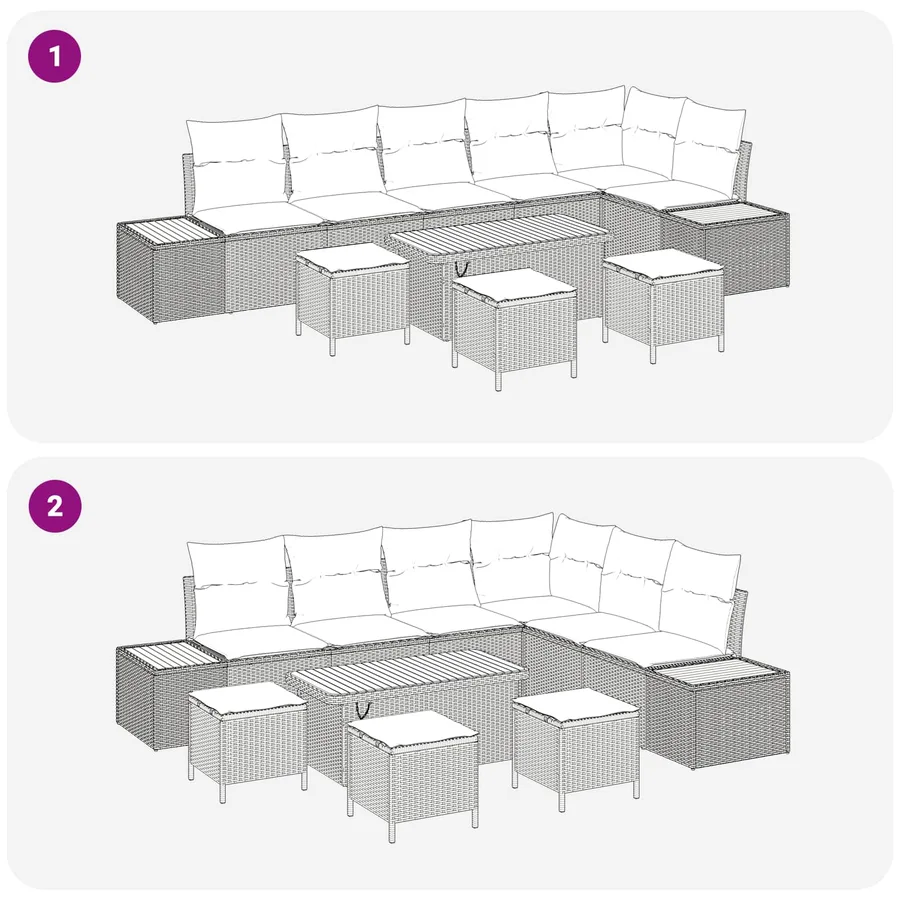 Ensemble de canapé de jardin avec coussin 10 pcs Noir - 8