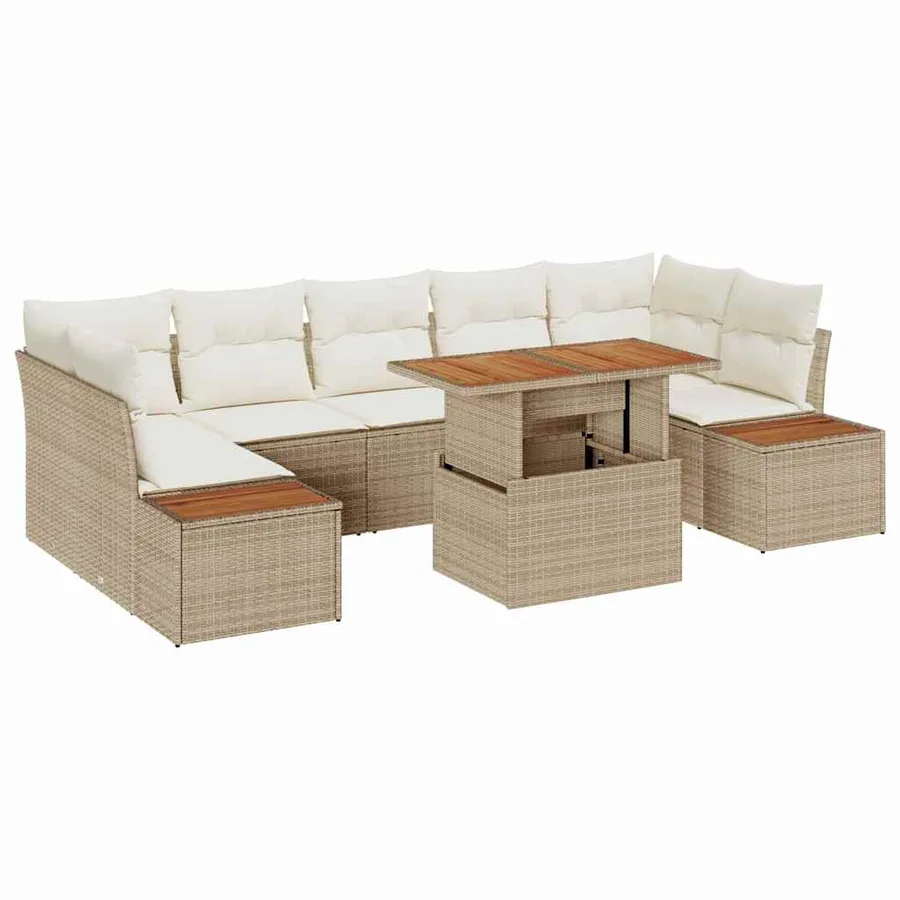 Ensemble de canapé de jardin 8 pcs Beige Poly rotin - 2