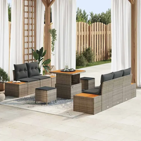 Ensemble de canapé de jardin 8 pcs Gris clair et gris foncé