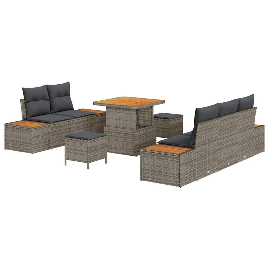 Ensemble de canapé de jardin 8 pcs Gris clair et gris foncé - 2