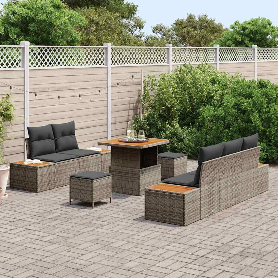 Ensemble de canapé de jardin 8 pcs Gris clair et gris foncé - 3