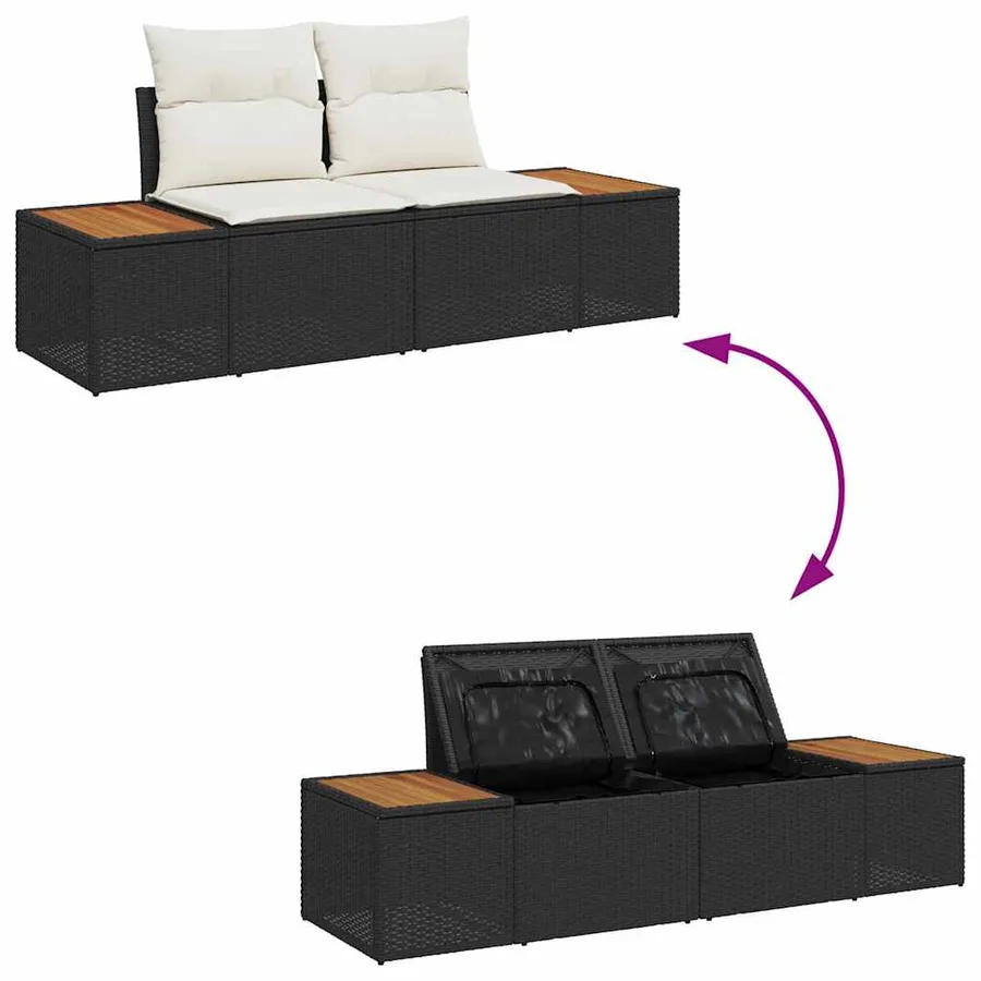 Ensemble de canapé de jardin 13 pcs Noir Poly rotin - 12