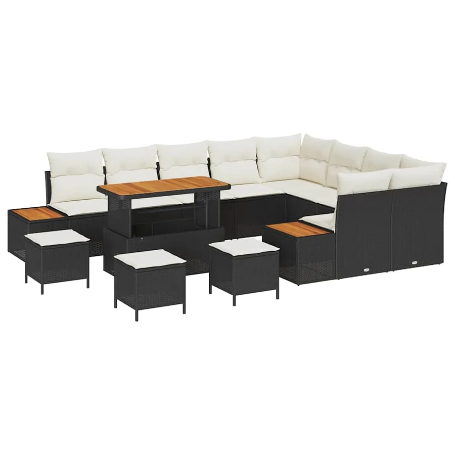 Ensemble de canapé de jardin 13 pcs Noir Poly rotin - 2