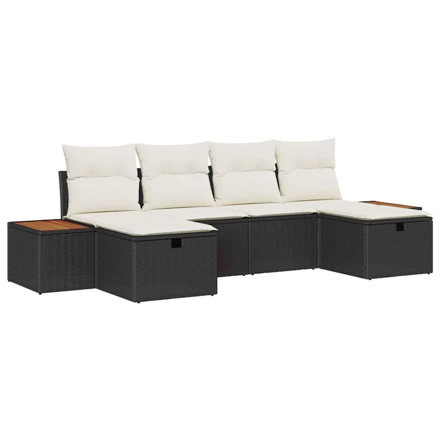 Ensemble de canapé de jardin 6 pcs Noir 55 x 62 x 69 cm - 2