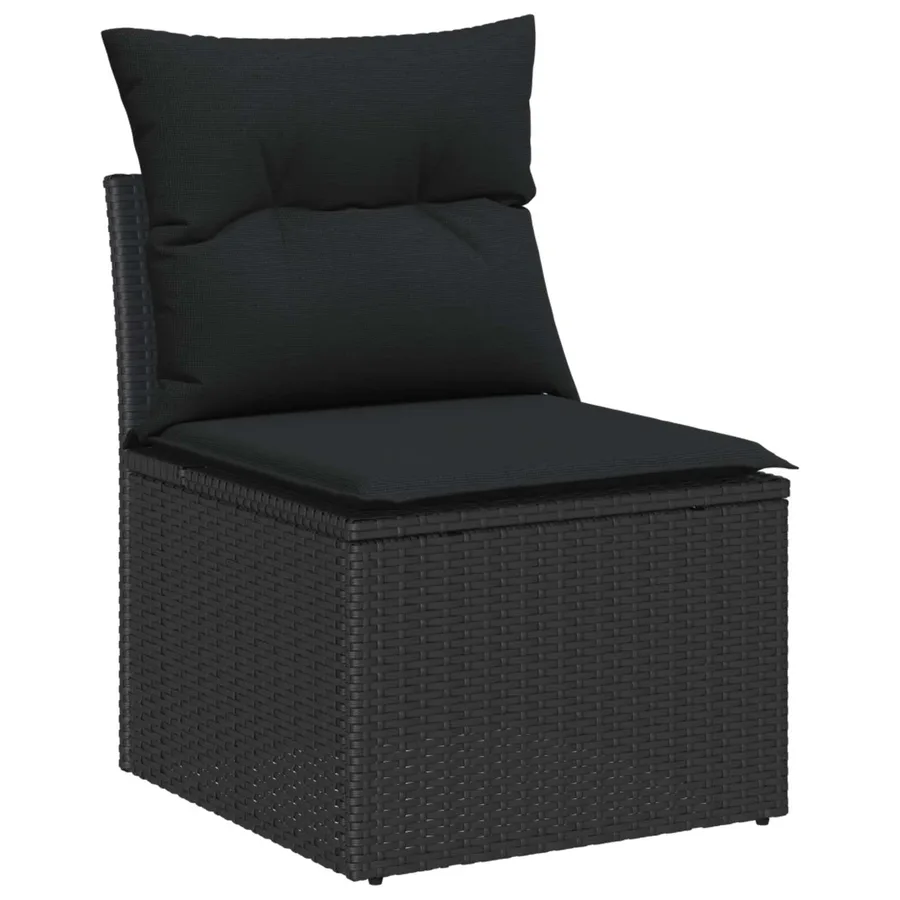 Ensemble de canapé de jardin 6 pcs Noir Poly rotin - 5