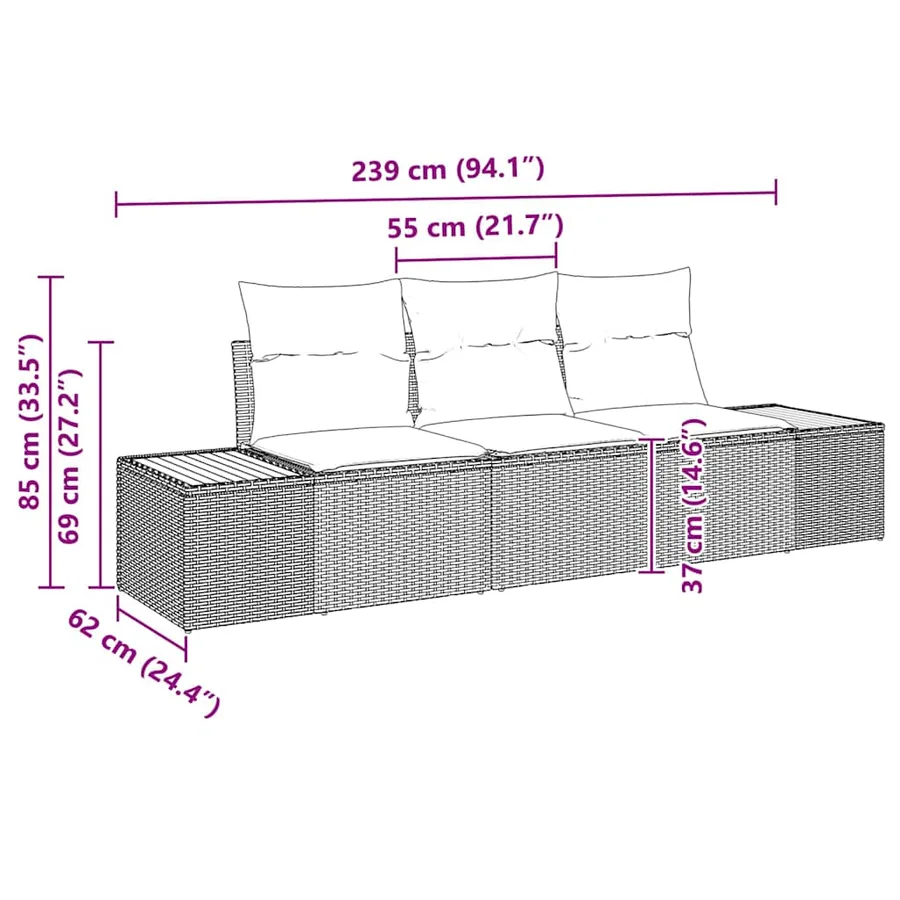 Ensemble de canapé de jardin 3 pcs beige et gris clair - 10