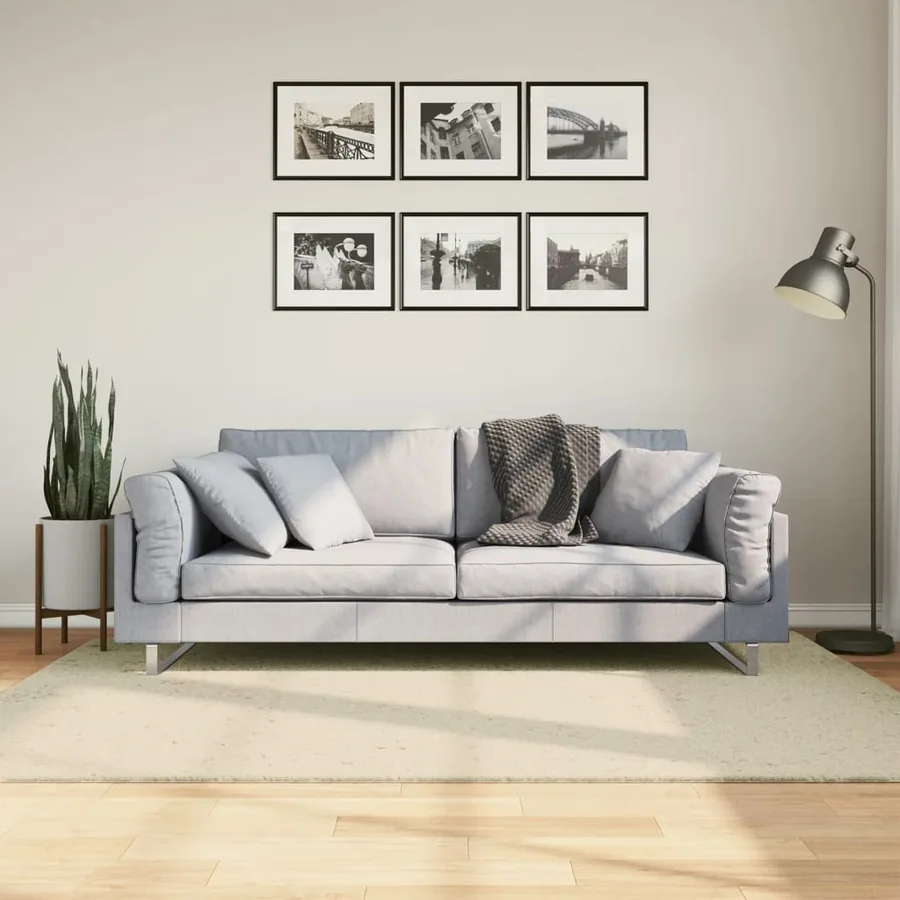 Tapis HUARTE à poils courts doux et lavable crème 140x200 cm
