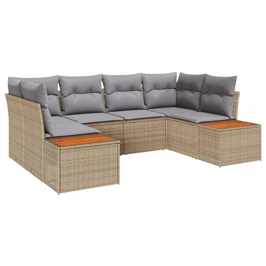 Ensemble de canapé de jardin 6 pcs Beige et Gris clair - 2
