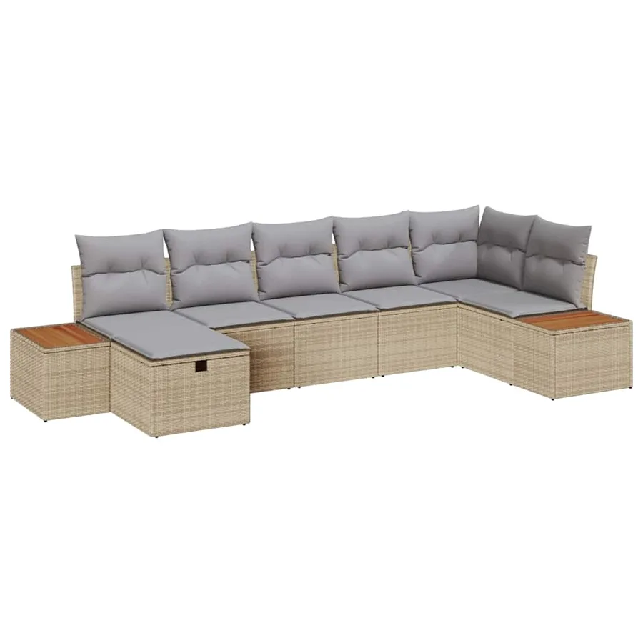 Ensemble de canapé de jardin 7 pcs Beige Poly rotin - 2