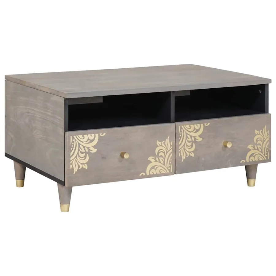 Table basse Gris 80 x 54 x 40 cm Bois de mangue massif