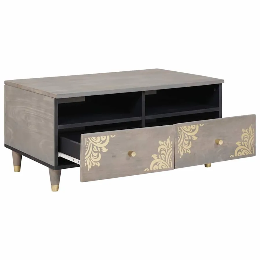Table basse Gris 80 x 54 x 40 cm Bois de mangue massif - 2