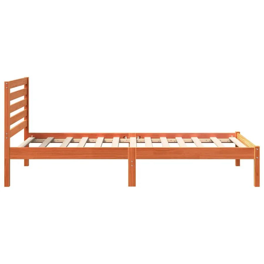 Cadre de lit avec tête de lit Brun cire 90 x 190 cm Pin massif - 6