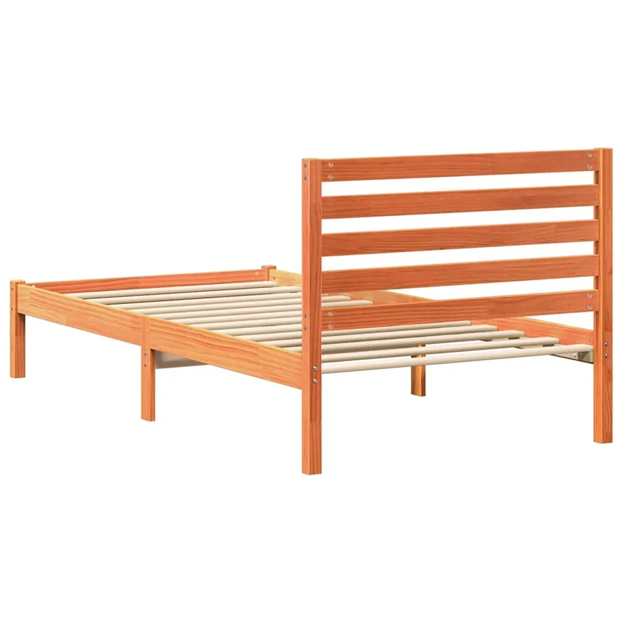 Cadre de lit avec tête de lit Brun cire 90 x 190 cm Pin massif - 7