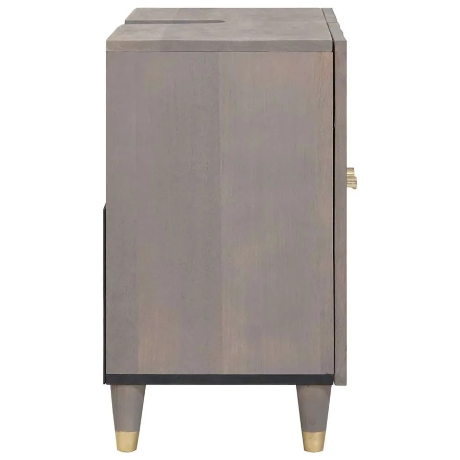Armoire d'évier Gris 62 x 33 x 58 cm Bois de mangue massif - 4