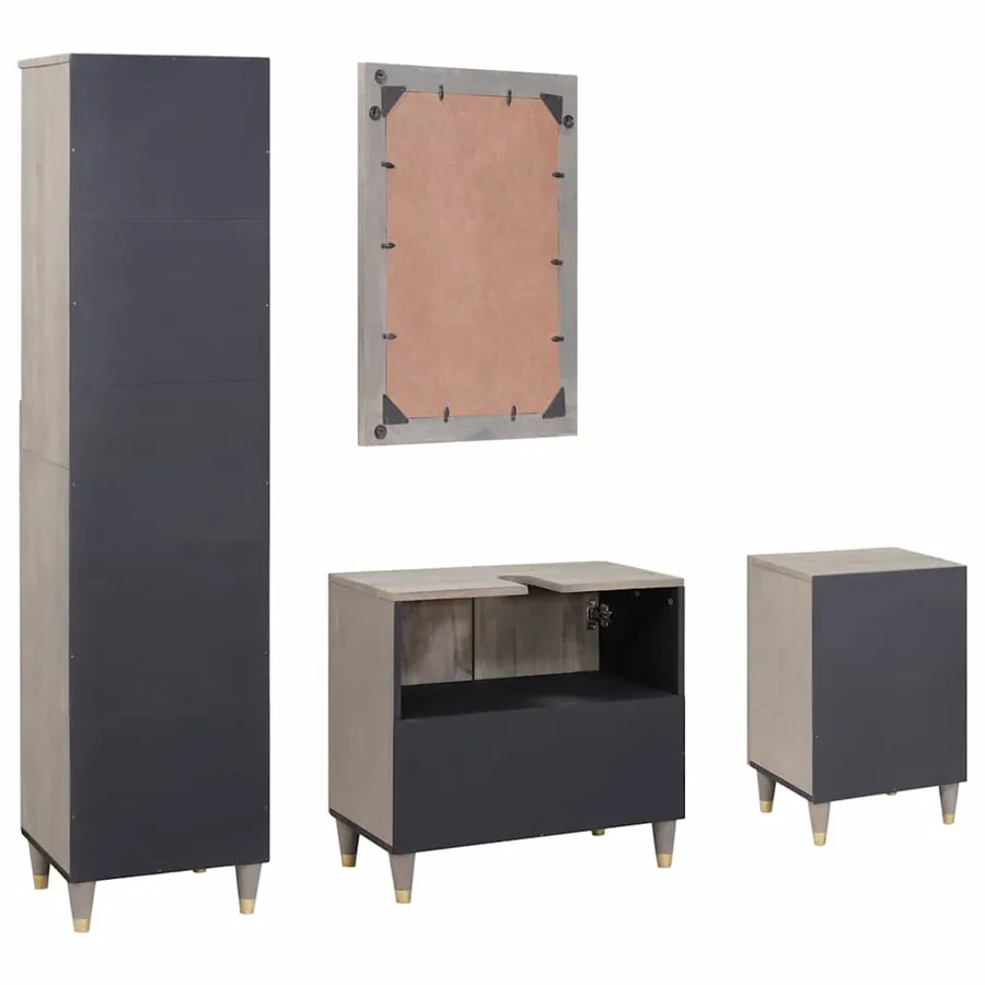 Ensemble de Meubles de Salle de Bain avec tiroir 4 pcs Gris - 8