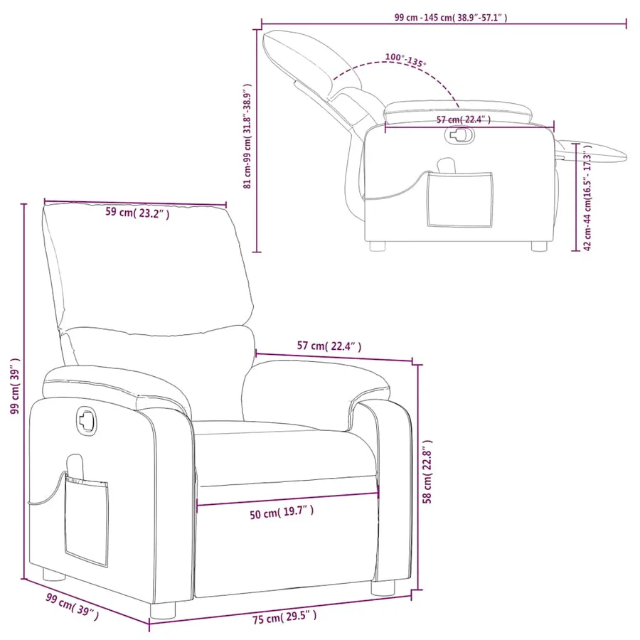 Fauteuil de massage inclinable Cappuccino Similicuir - 13