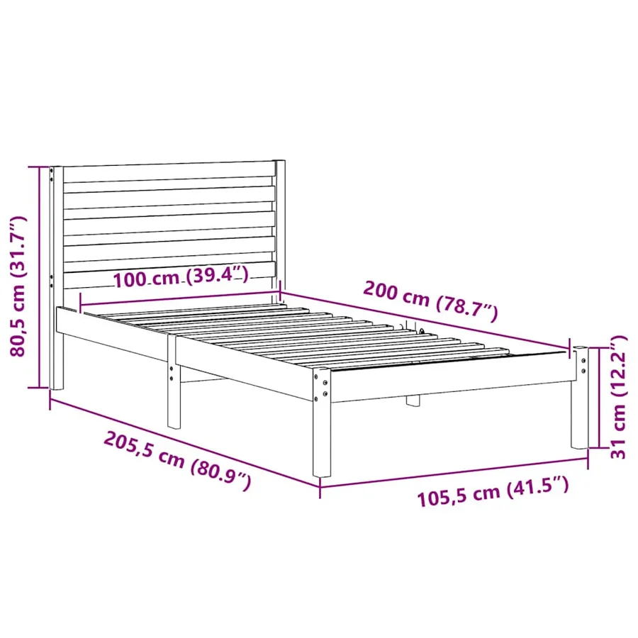 Cadre de lit avec tête de lit Blanc 75 x 190 cm Pin massif - 10