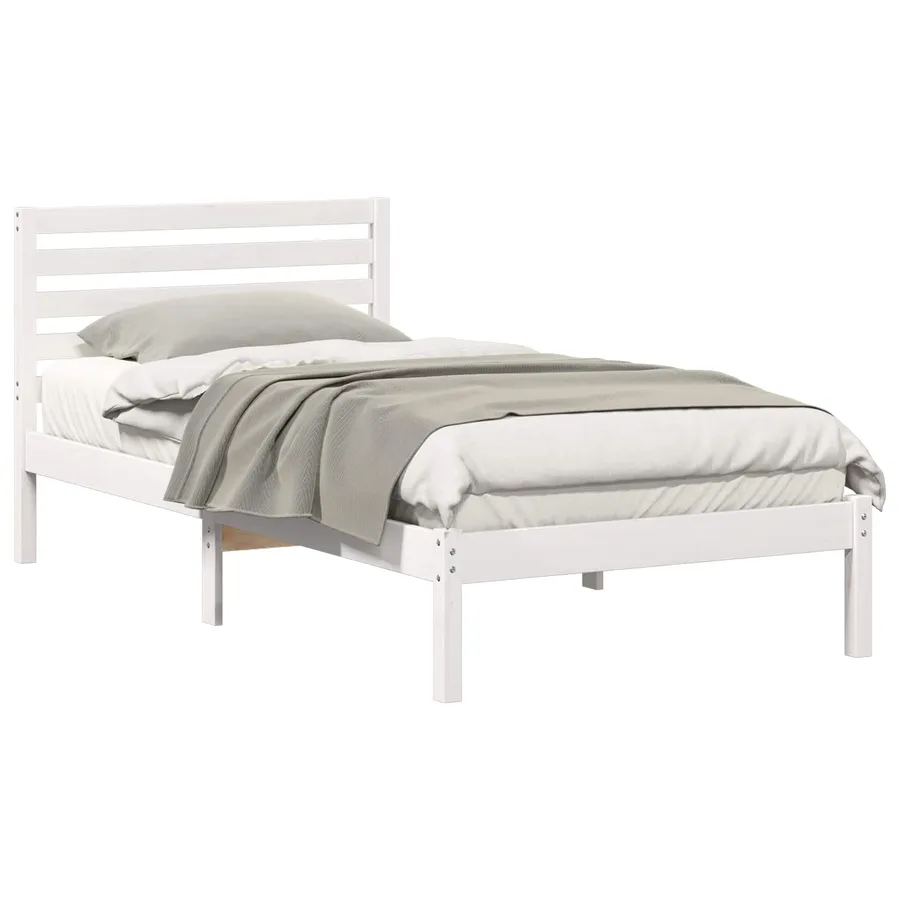 Cadre de lit avec tête de lit Blanc 75 x 190 cm Pin massif - 2