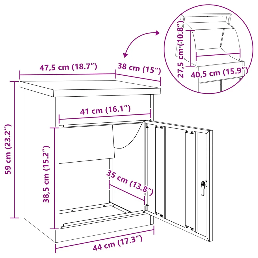 Boîte de dépôt de colis Anthracite 47,5 x 38 x 59 cm Acier - 14