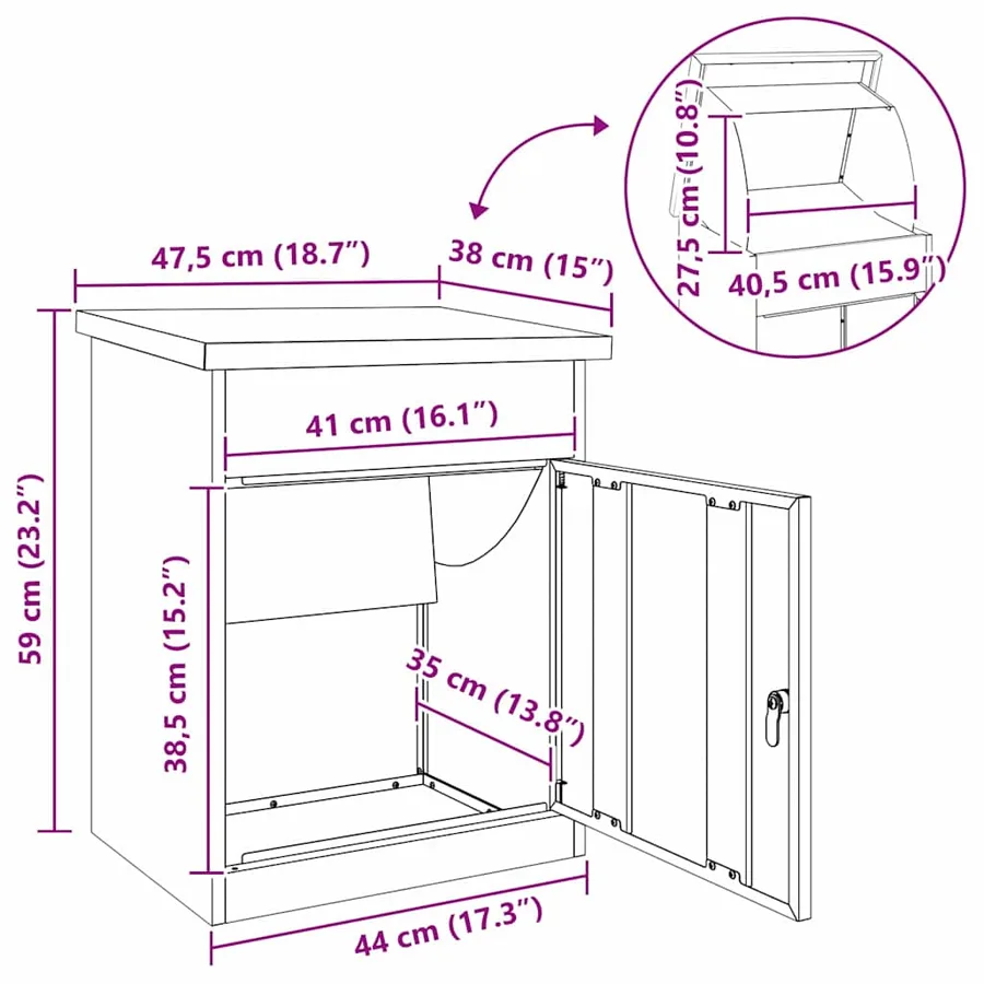 Boîte de dépôt de colis Anthracite 47,5 x 38 x 59 cm Acier - 15