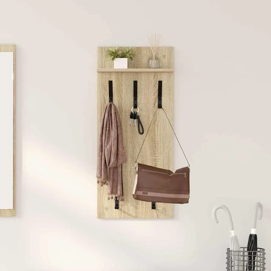 Porte-manteau mural avec étagère Chêne Sonoma 40 x 10 x 90 cm