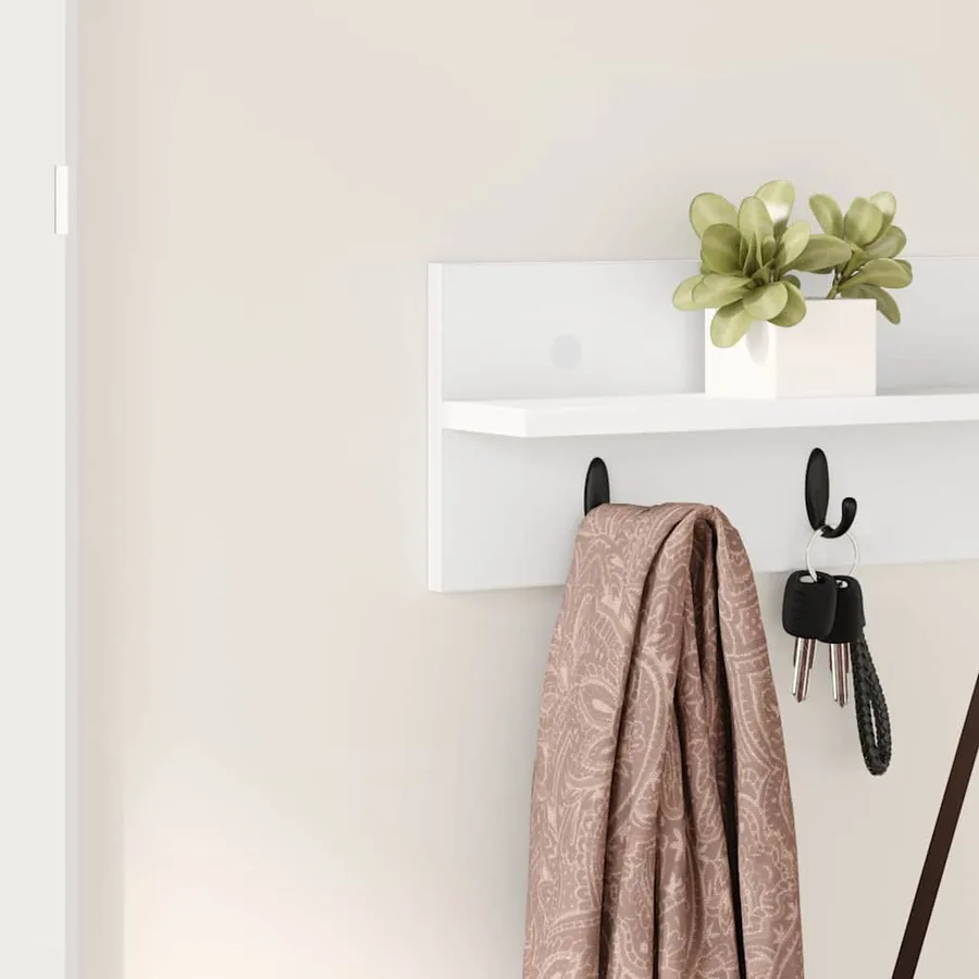 Porte-manteau mural Blanc 80 x 10,5 x 18 cm Bois d'ingénierie - 4