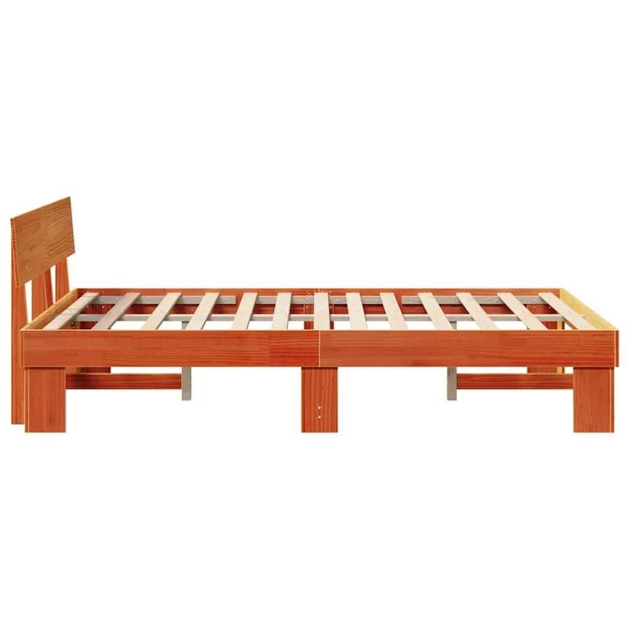 Cadre de lit avec tête de lit Brun cire 120 x 190 cm Pin massif - 6