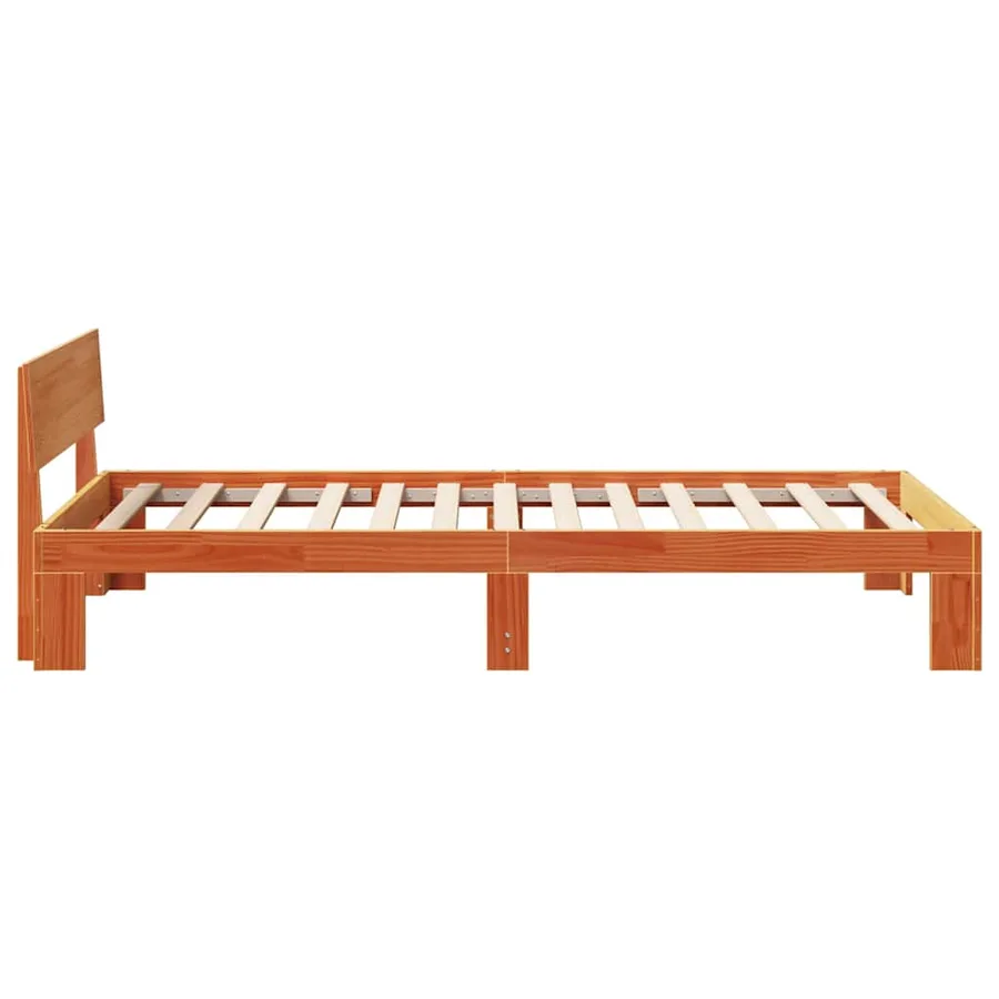 Cadre de lit avec tête de lit Brun cire 80 x 200 cm Pin massif - 6