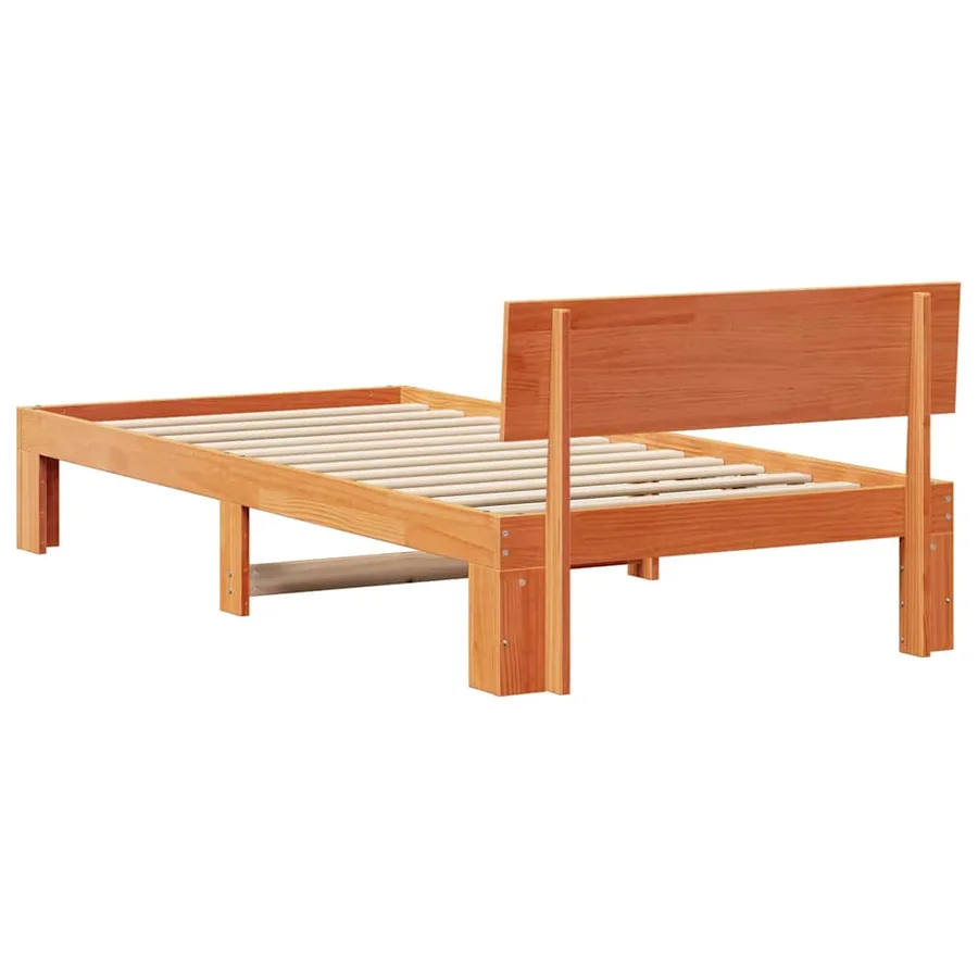 Cadre de lit avec tête de lit Brun cire 80 x 200 cm Pin massif - 7
