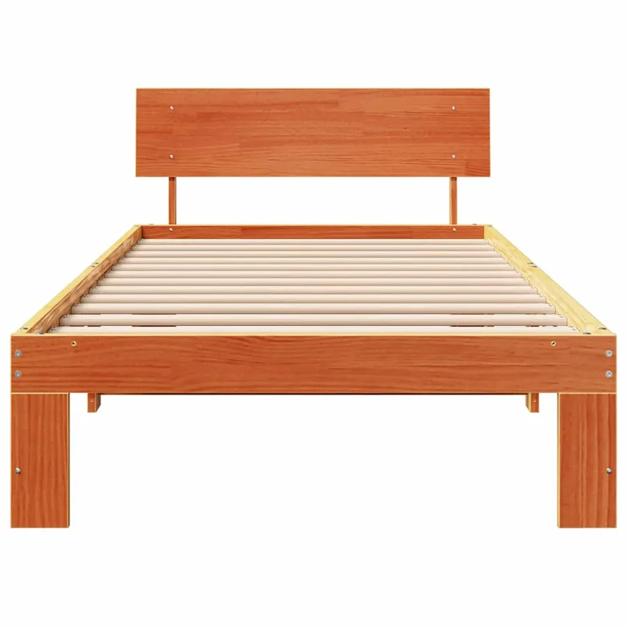 Cadre de lit avec tête de lit Brun cire 100 x 200 cm Pin massif - 5