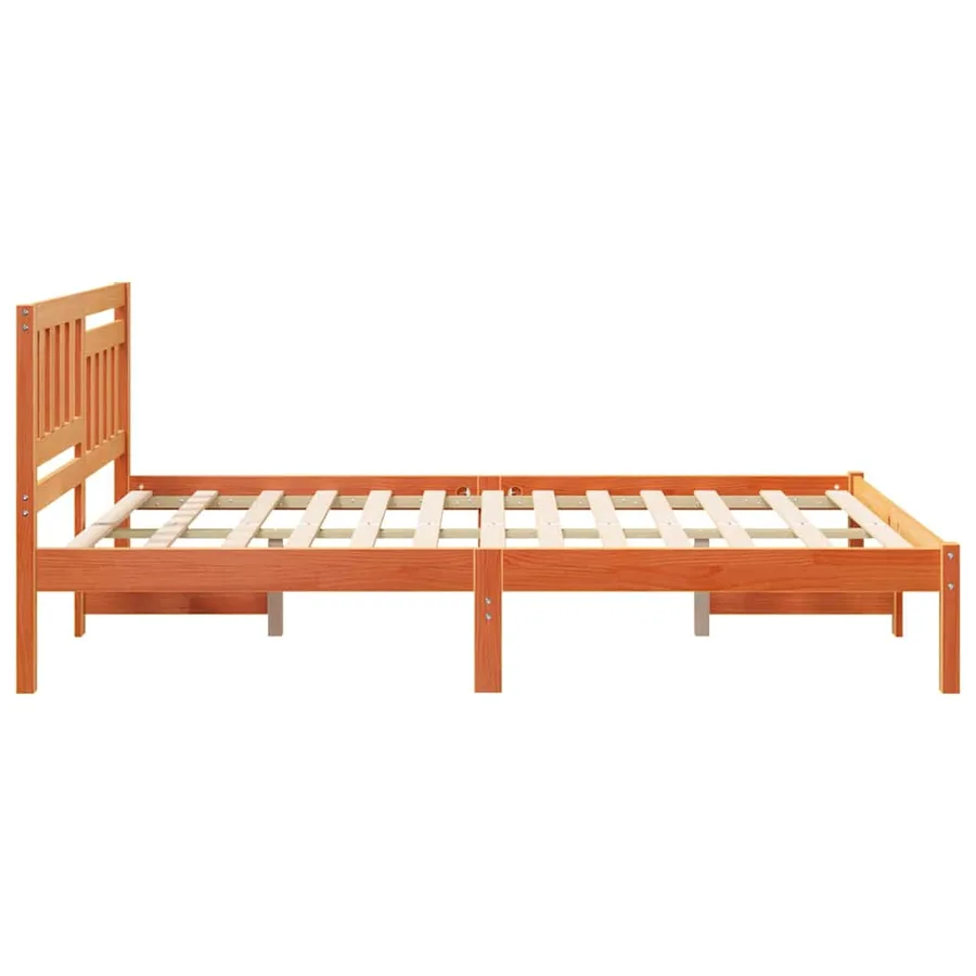 Cadre de lit avec tête de lit Brun cire 120 x 190 cm Pin massif - 5