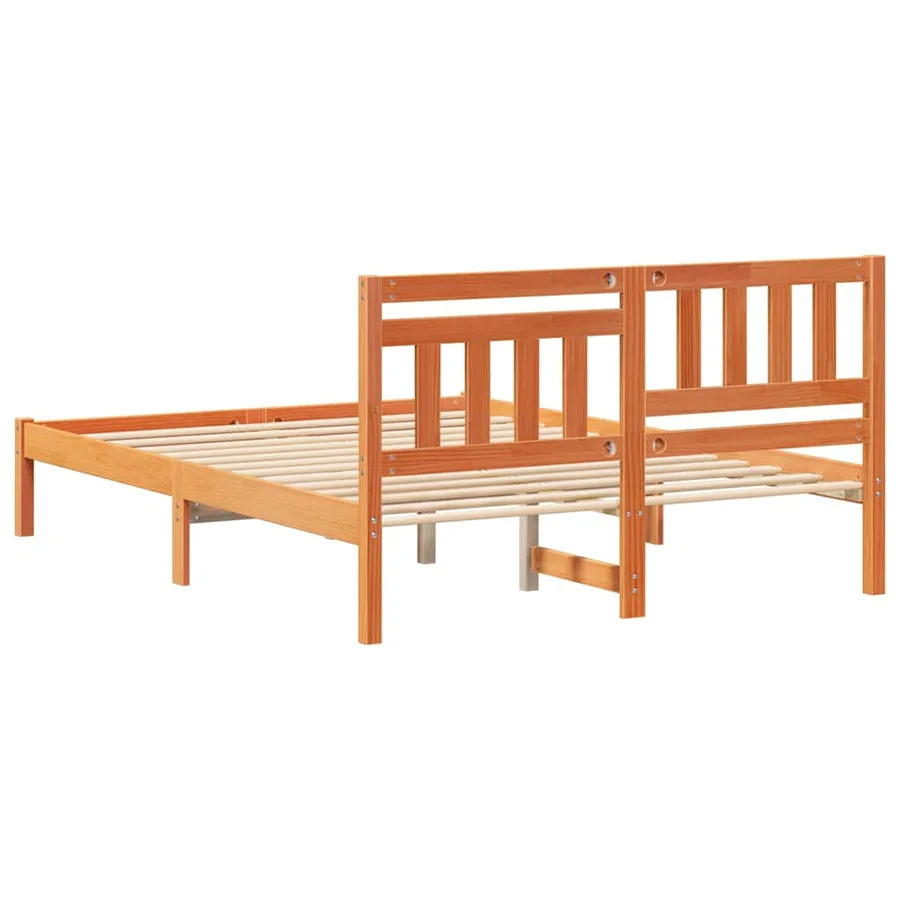 Cadre de lit avec tête de lit Brun cire 120 x 190 cm Pin massif - 6
