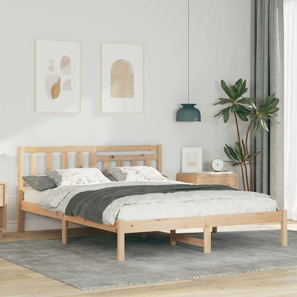 Cadre de lit avec tête de lit Marron 150 x 200 cm Pin massif