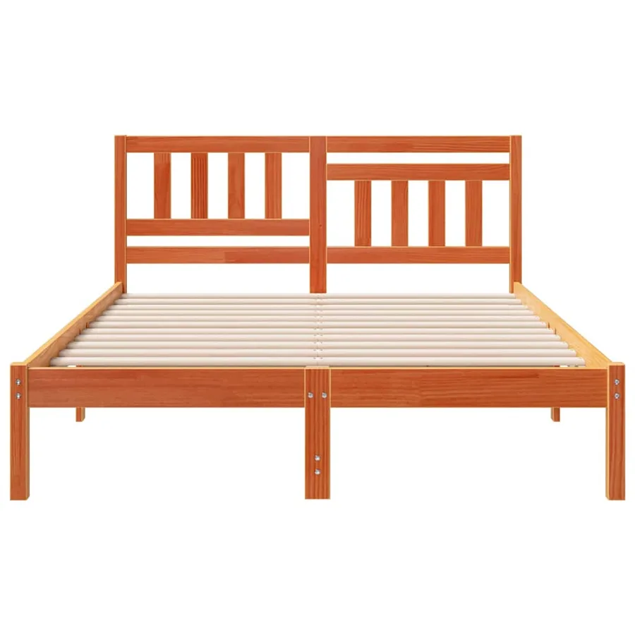 Cadre de lit avec tête de lit Brun cire 140 x 190 cm Pin massif - 4