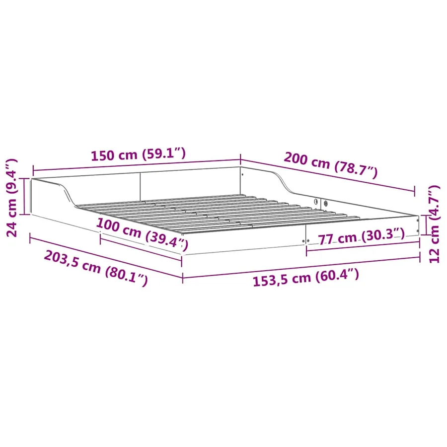 Cadre de lit Blanc 150 x 200 cm Pin massif - 10