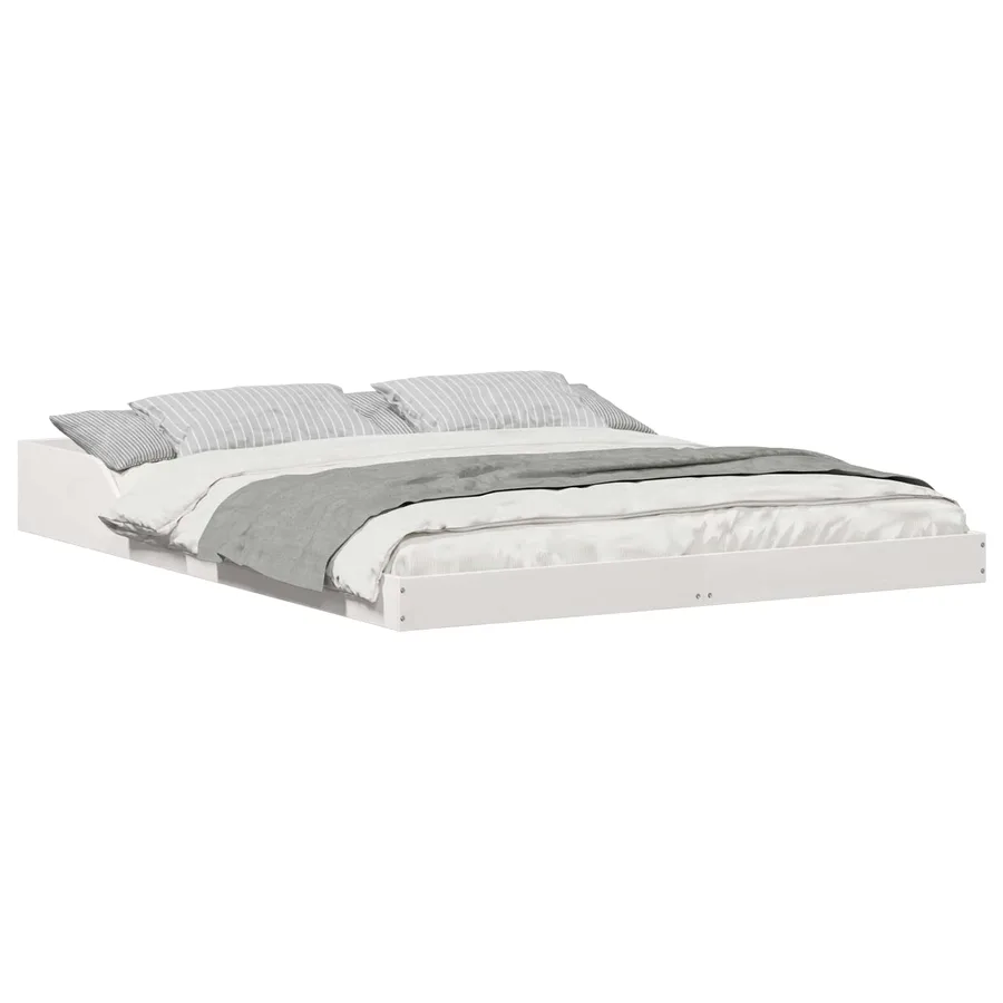 Cadre de lit Blanc 150 x 200 cm Pin massif - 2