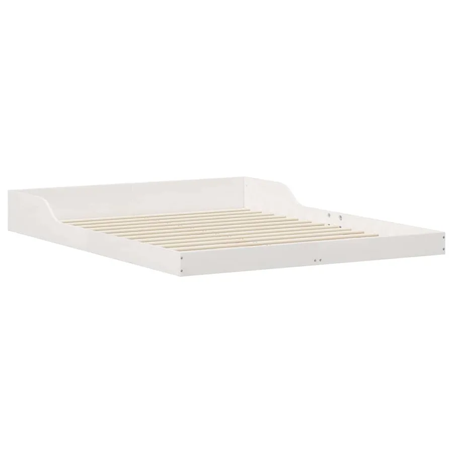 Cadre de lit Blanc 150 x 200 cm Pin massif - 4